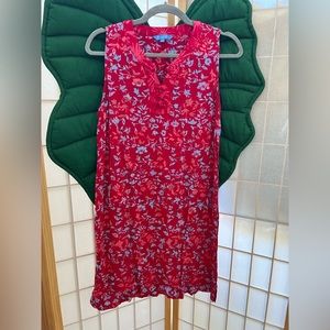 Blue Ginger red and blue tie dye Chinese style neckline dress. Size S.